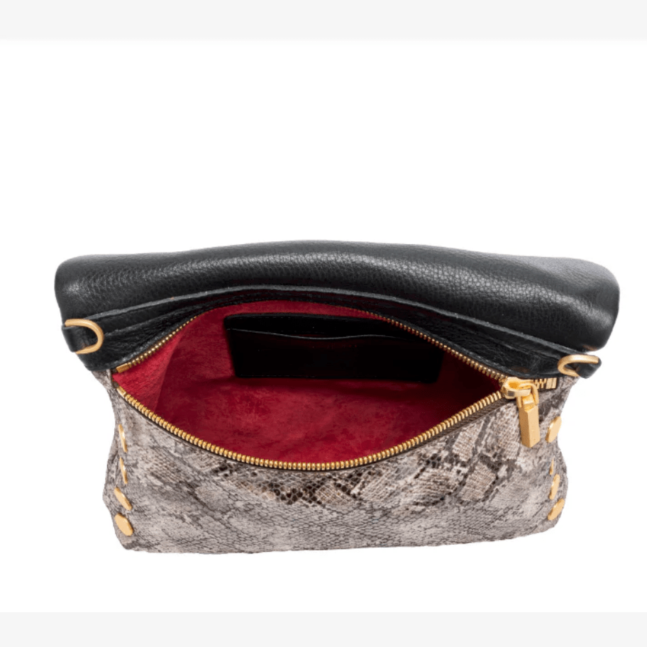 Sac à bandoulière/pochette Hammitt VIP Medium en cuir de serpent contrasté doré brossé