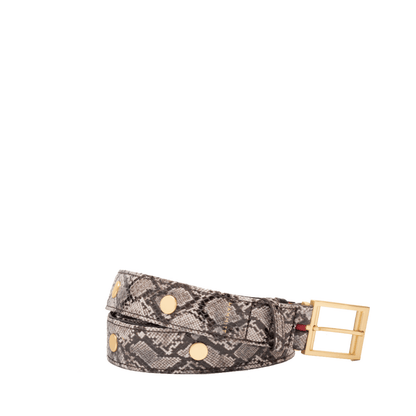 Hammitt Charlie Reversible Riveted Leather Belt in Contrast Snake/Black