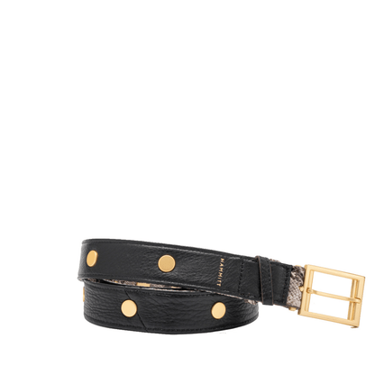 Hammitt Charlie Reversible Riveted Leather Belt in Contrast Snake/Black