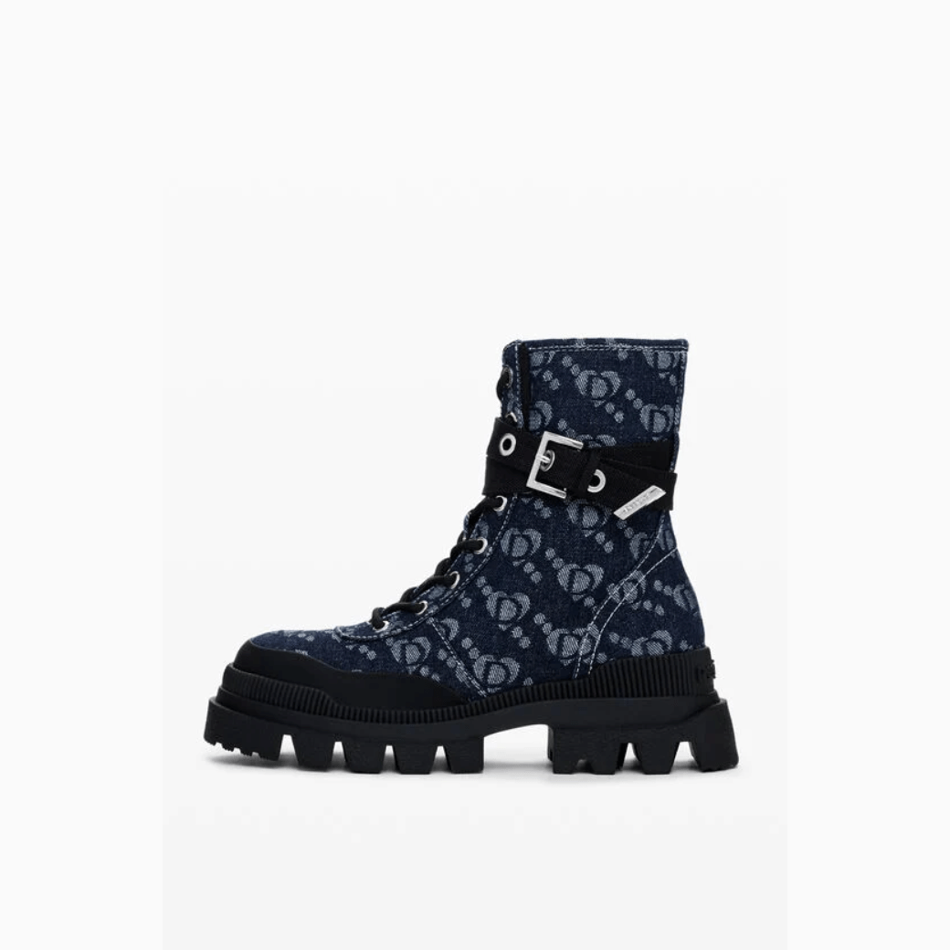 Bottines camionneurs en denim bleu Desigual 