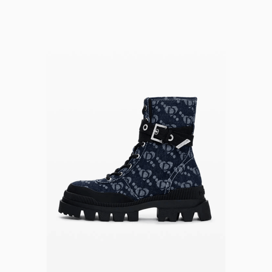 Desigual Blue Denim Trucker Ankle Boots