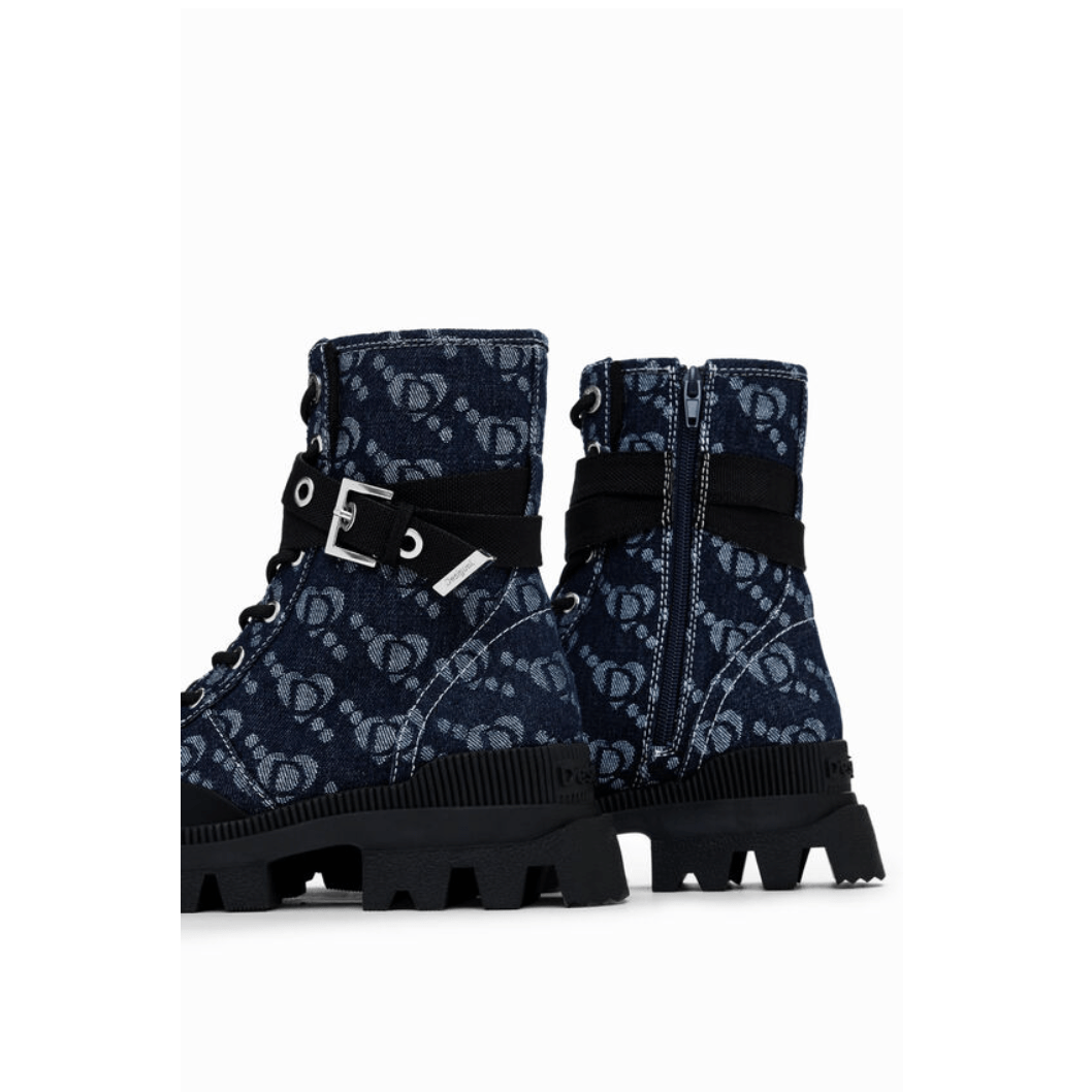 Bottines camionneurs en denim bleu Desigual 