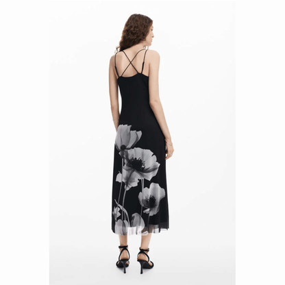 Vestido midi de tirantes Poppy de Desigual en negro