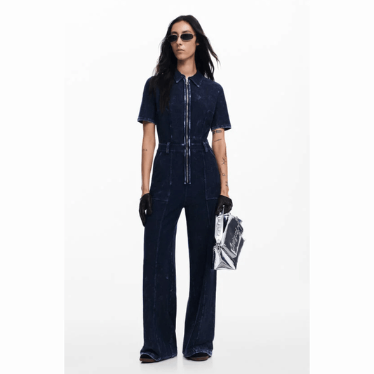 Desigual Denim Wide Leg jumpsuit in Ultra Blue