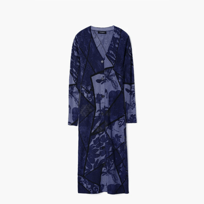 Vestido midi de manga larga en azul multi de Desigual