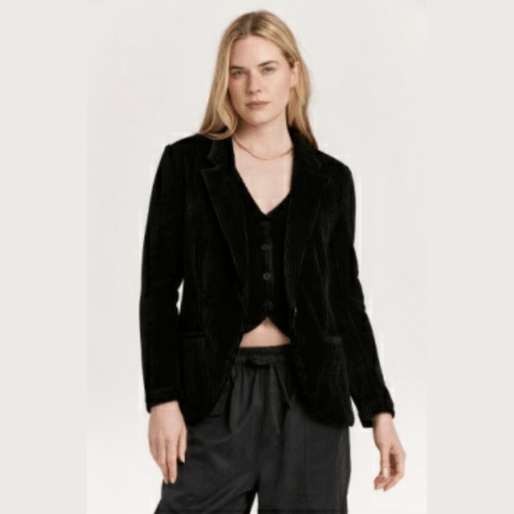 Blazer de canalé de terciopelo negro de Another Love