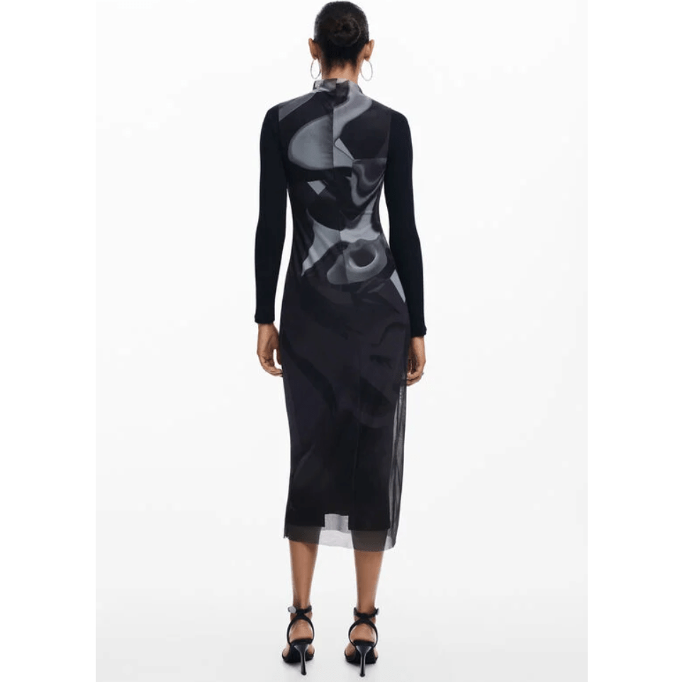 Desigual Long Sleeve 2 In 1 Dress in Abstract Design