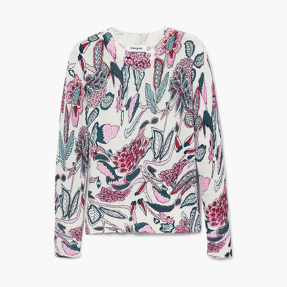 Pull à imprimé floral multicolore Desigual en ivoire