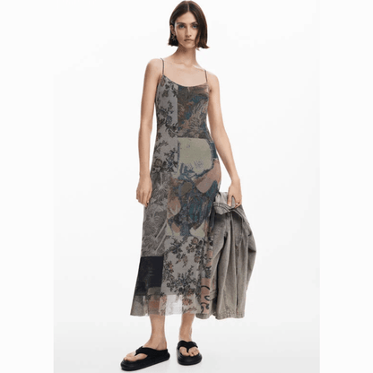 Robe en tulle imprimé à bretelles Desigual - Multicolore