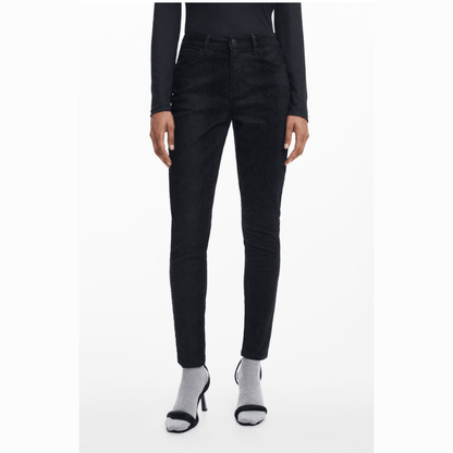 Pantalon en jean slim Desigual à imprimé serpent noir