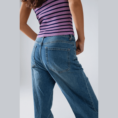 Q2 Denim Spain Straight Leg Jeans with Drawstring