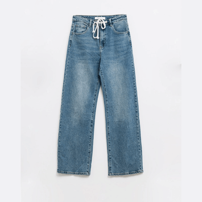 Q2 Denim Spain Straight Leg Jeans with Drawstring