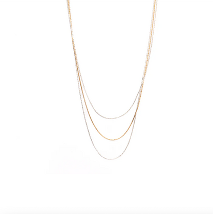 Verve Jewelry Gossamer 18K Gold Filled Three Wispy Chain Necklace