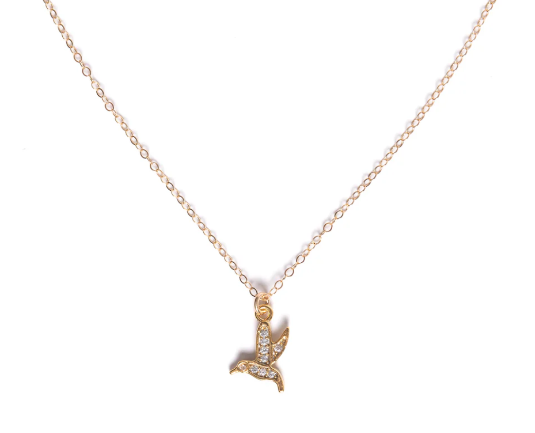 Verve Jewelry Calliope 18K Gold Filled Hummingbird Necklace