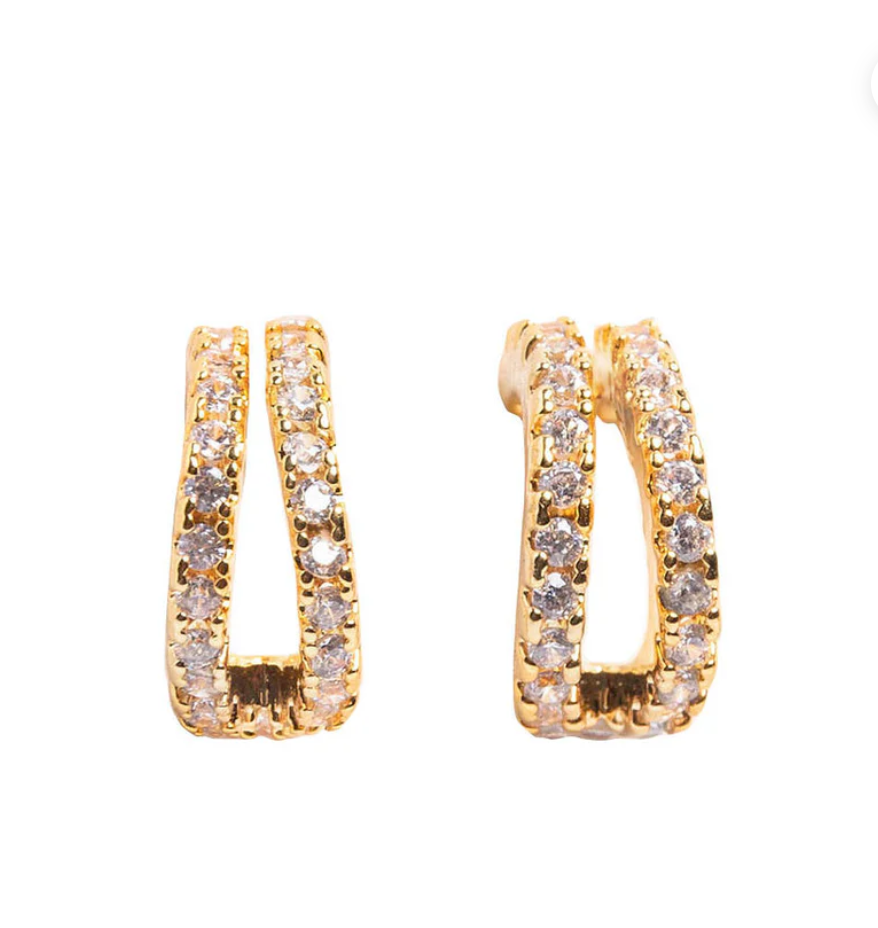 Verve Jewelry Blaise Gold Plated Sparkle Huggie Earrings