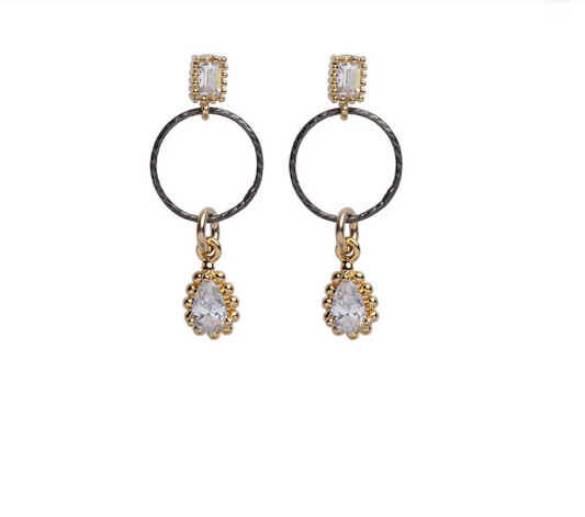 Verve Jewelry Mitzi Small Gold Plated Gunmetal Sparkle Earrings