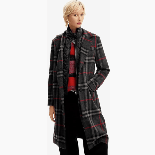 Desigual  Combination Plaid Coat in Black