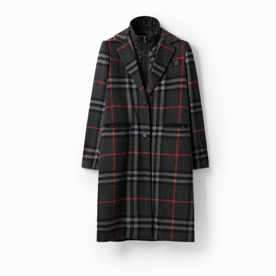 Desigual  Combination Plaid Coat in Black