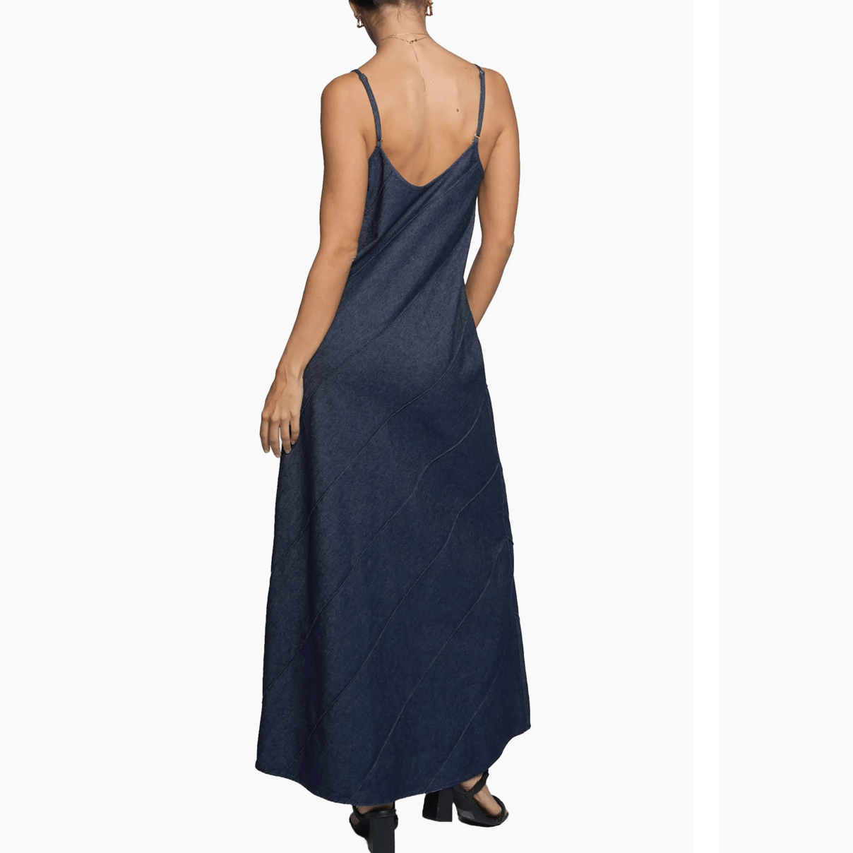 Sans Souci Chambray A-Line Maxi Dress in Dark Denim