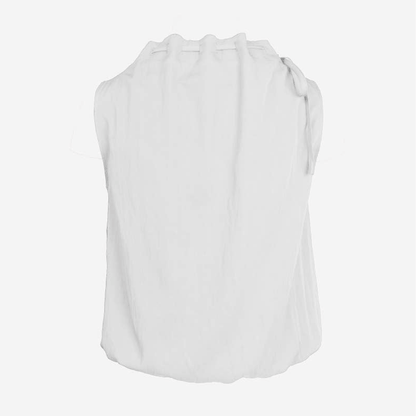 Cinched Mock Neck Sleeveless Top in White & Beige - Jaunts Boutique 