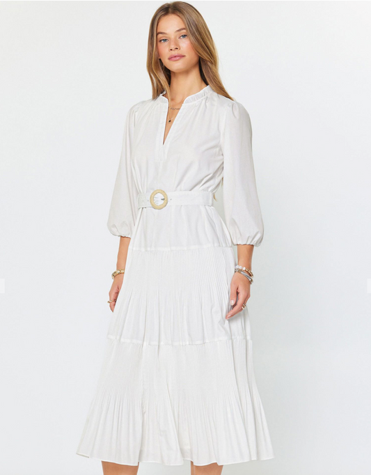 Cotton Poplin Belted Midi Dress
