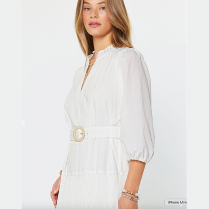 Cotton Poplin Belted Midi Dress