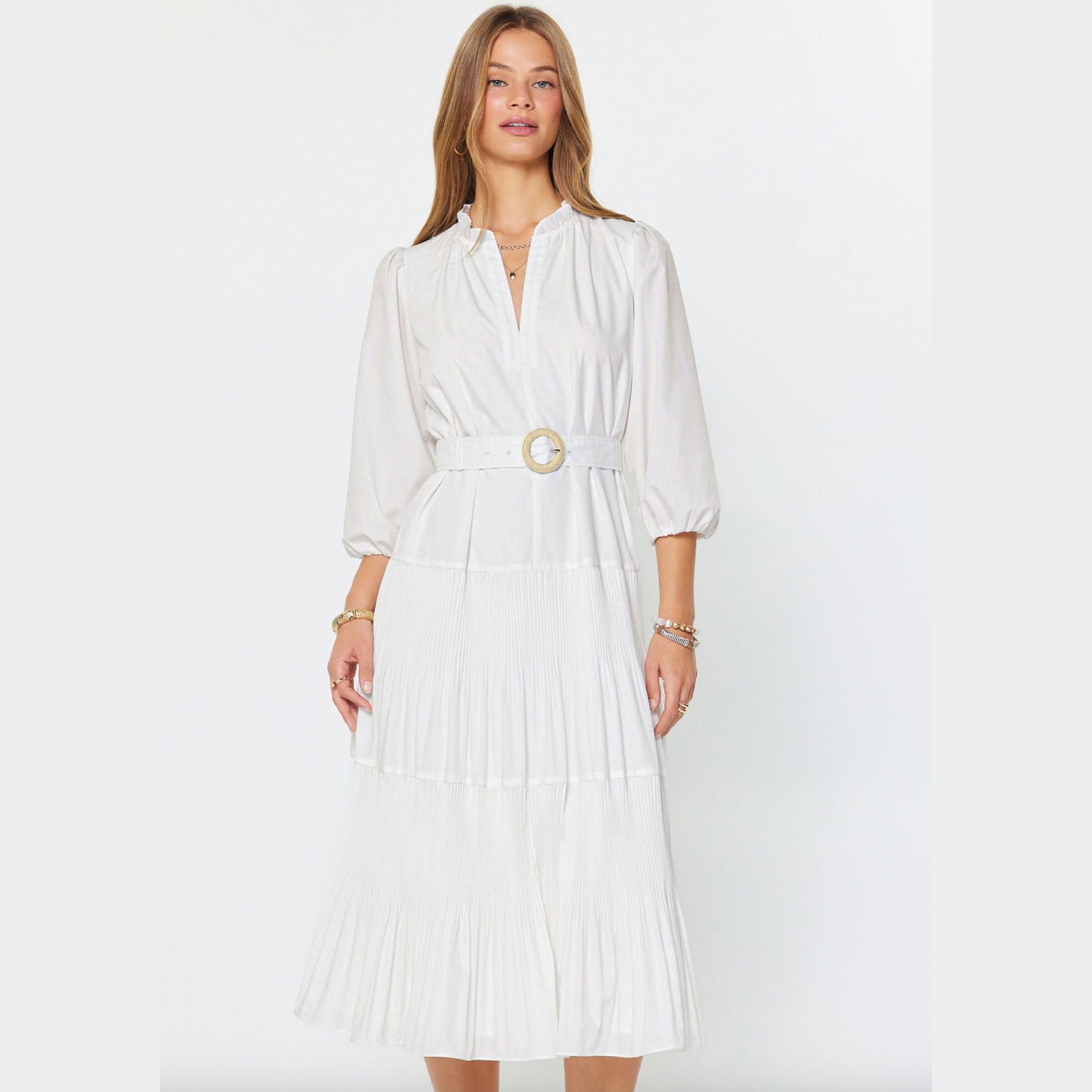 Femme Cotton Poplin Belted Midi Dress M