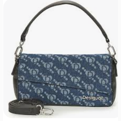 Desigual denim handbag with heart logo print