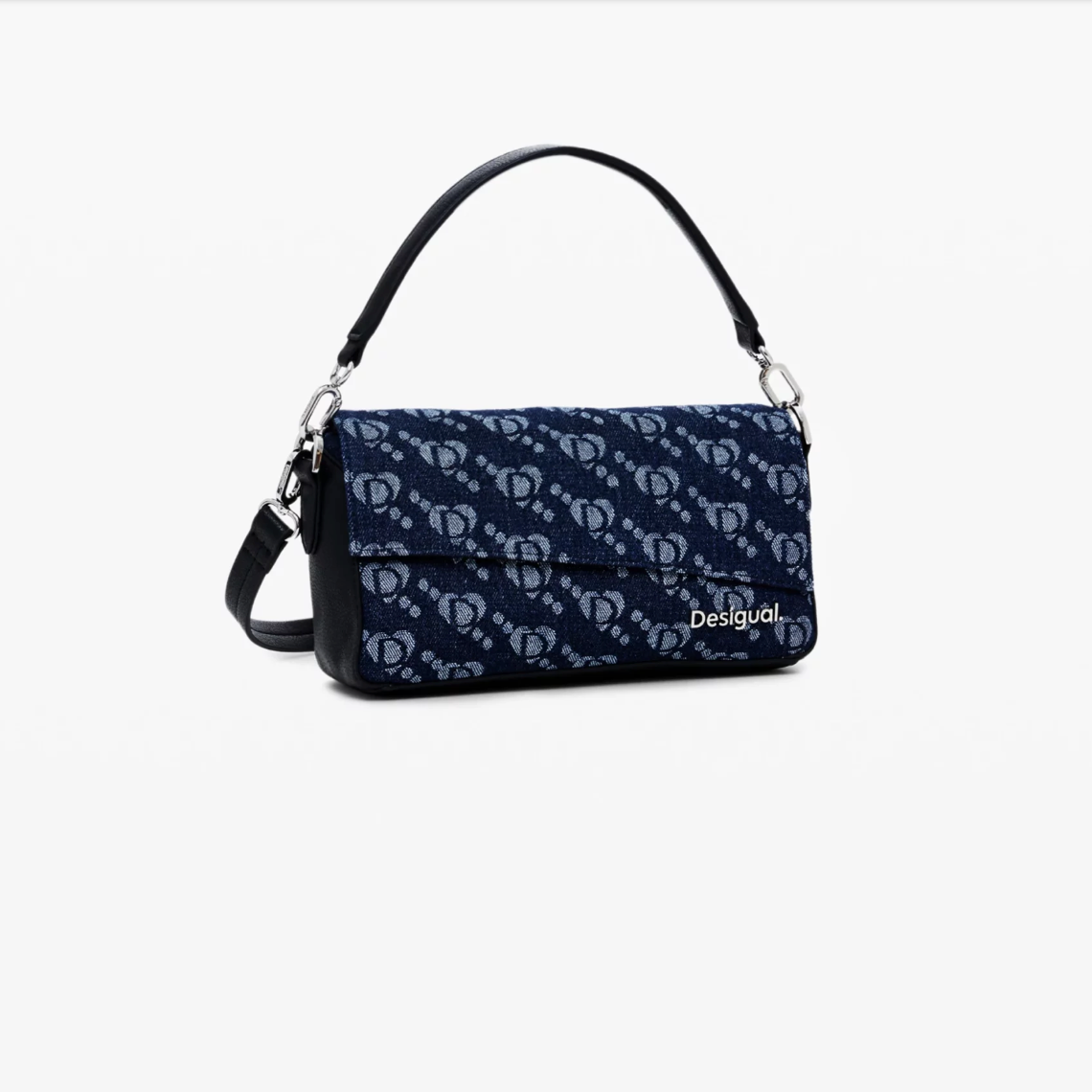 Desigual denim handbag with heart logo print