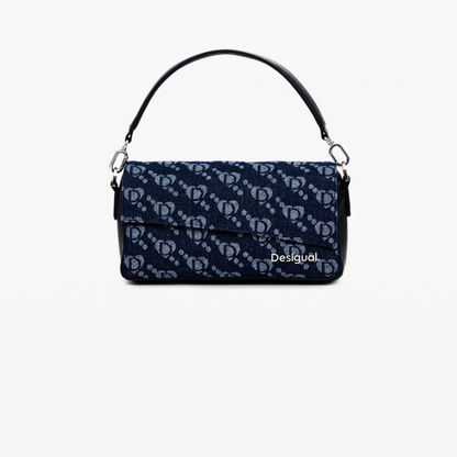 Desigual denim handbag with heart logo print