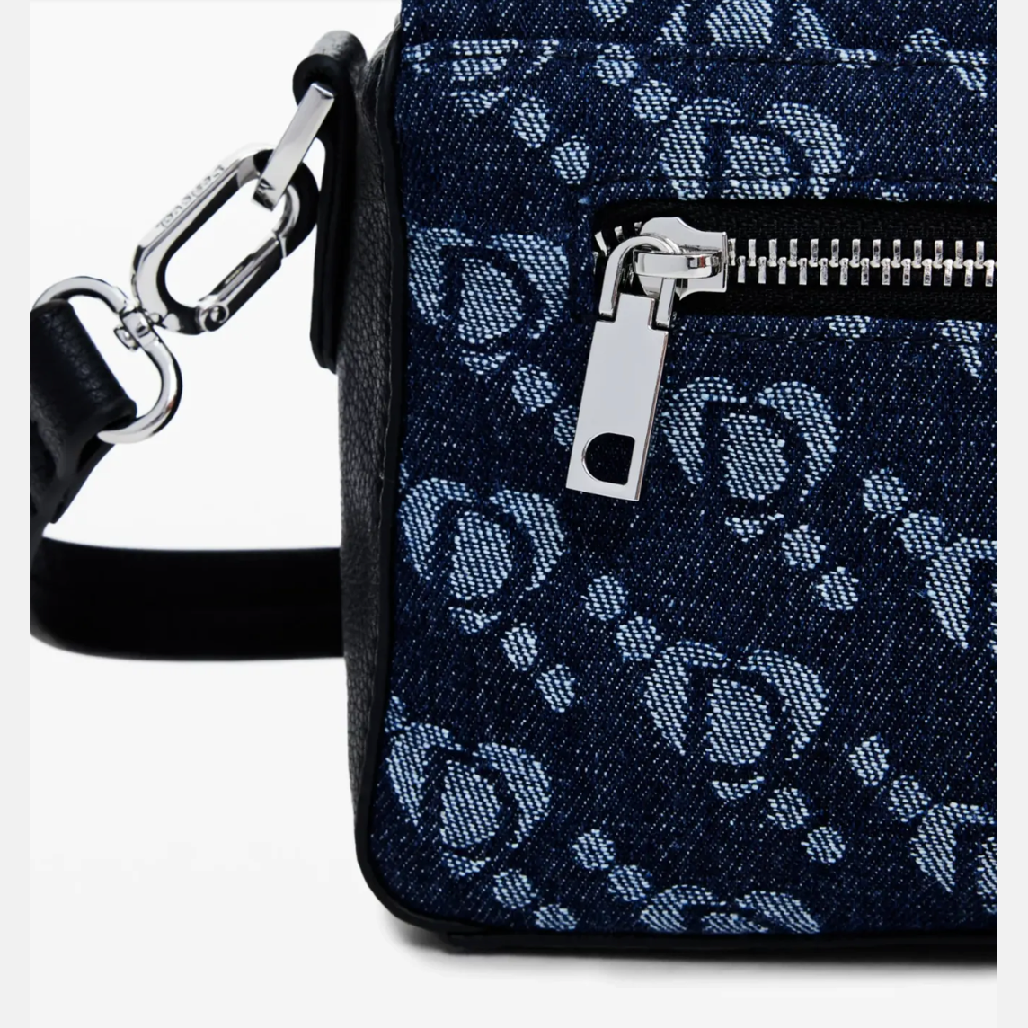 Desigual denim handbag with heart logo print