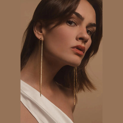 Verve Jewelry Nadia Long Chain Drop Earrings in Gold