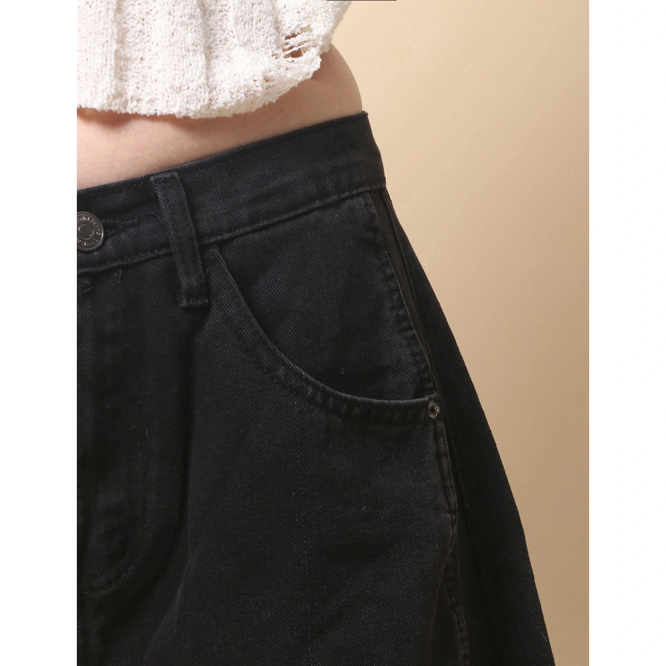 PRE-ORDER Mid Rise Wide Leg Barrel Denim Pants in Black - Jaunts Boutique 