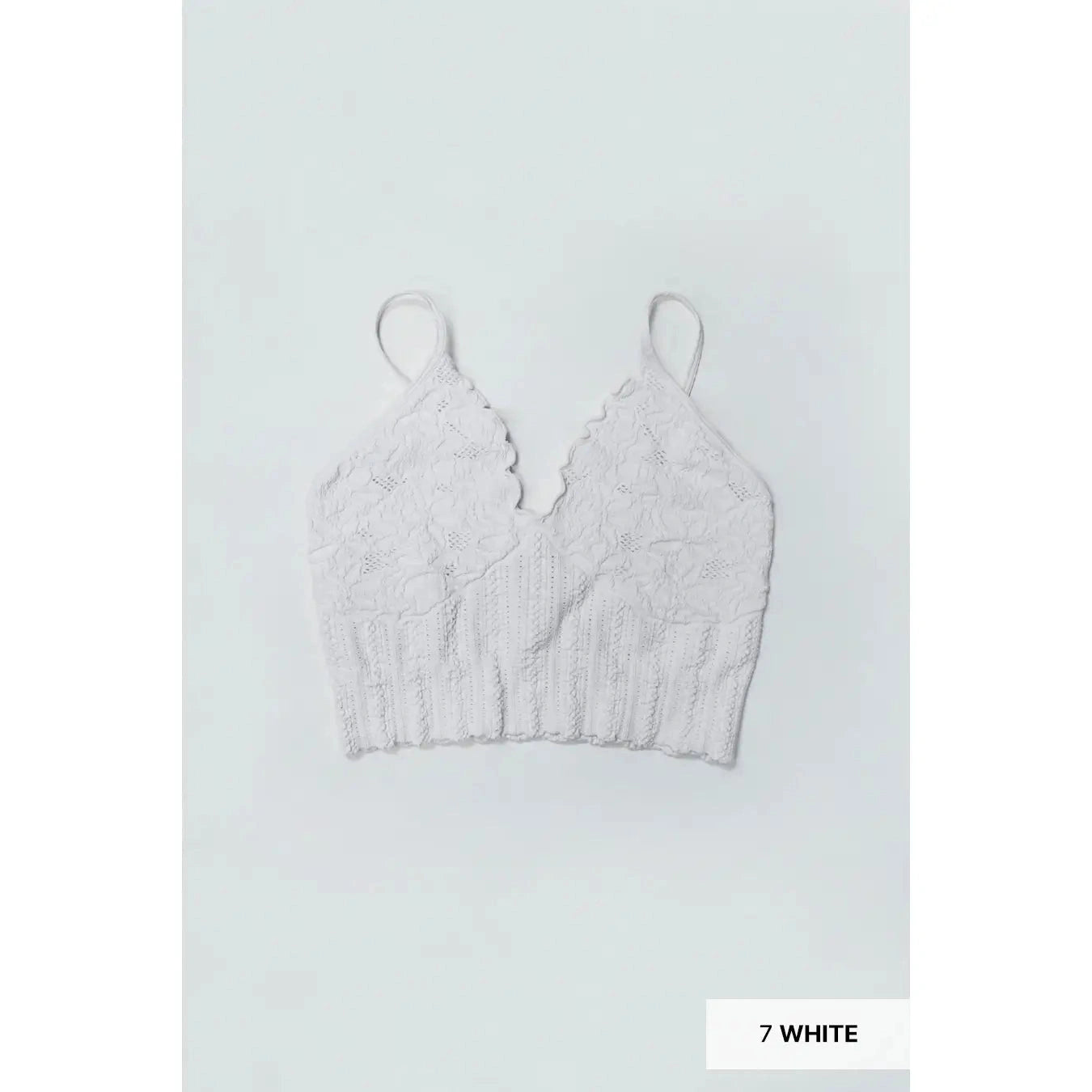 Lace Textured Bralette Top in French Roast - Black - White - Jaunts Boutique 