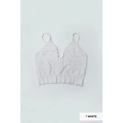 Lace Textured Bralette Top in French Roast - Black - White - Jaunts Boutique 