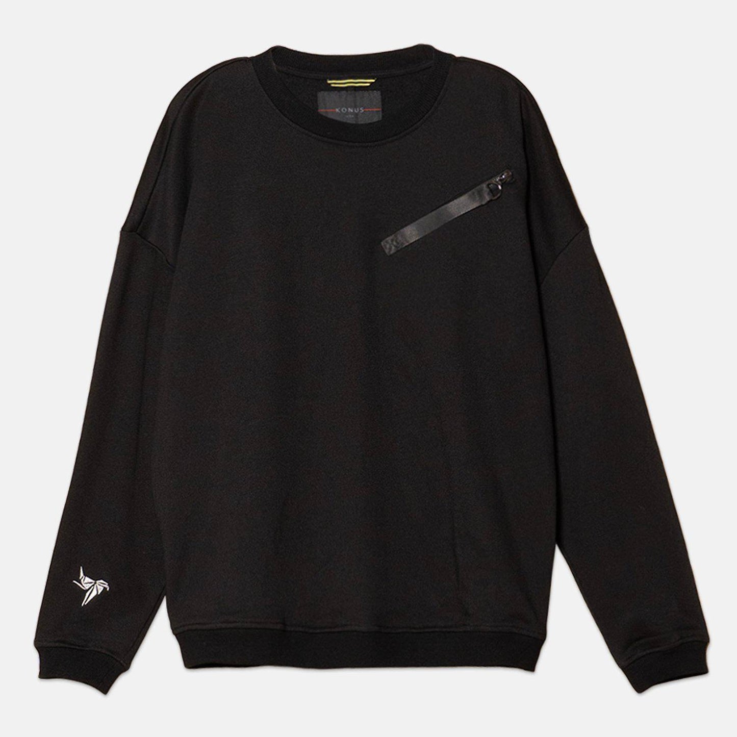 Homme Zipper Chest Pocket Sweatshirt in Black