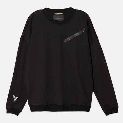 Homme Zipper Chest Pocket Sweatshirt in Black