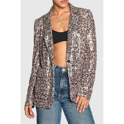 Leopard Print Sequin Blazer - Jaunts Boutique 