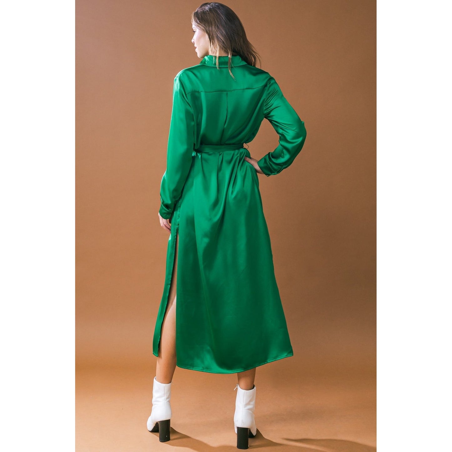 IT'S YOUR PLACE WOVEN LONG SLEEVE MIDI DRESS. Website exclusive · Ships direct!