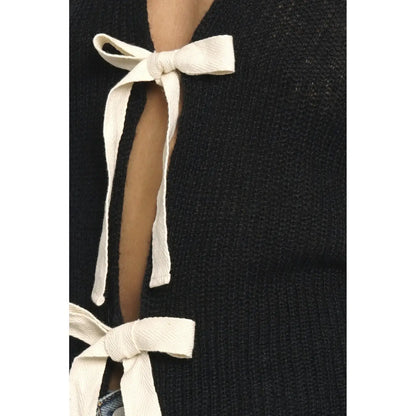Tie Front Cardigan in Black - Jaunts Boutique 