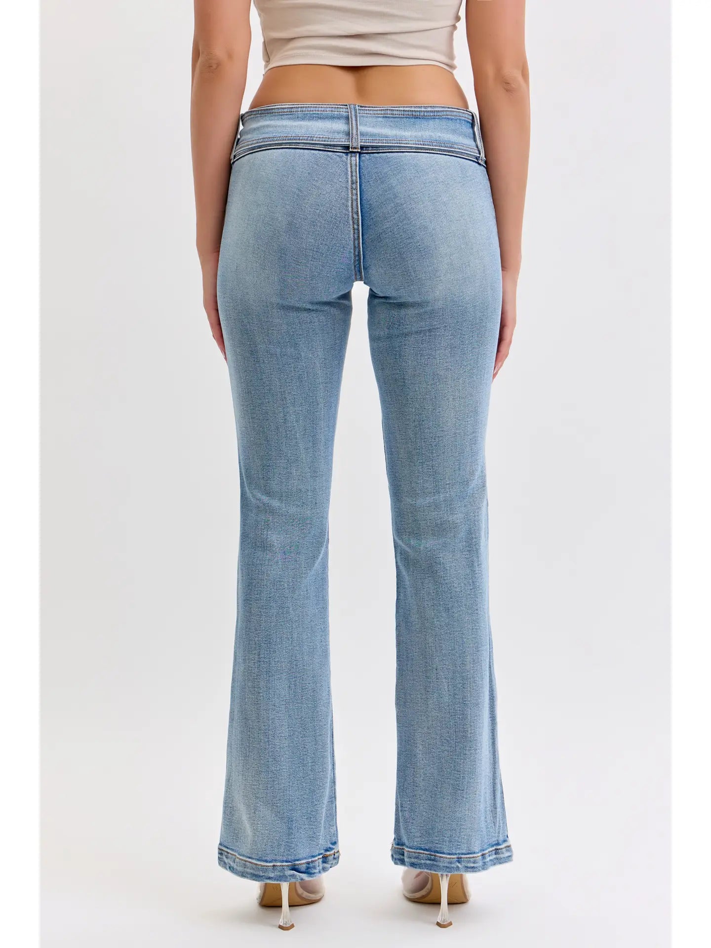 Low Rise Flare Jean with Denim Belt