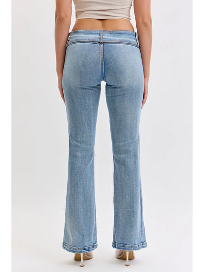 Low Rise Flare Jean with Denim Belt