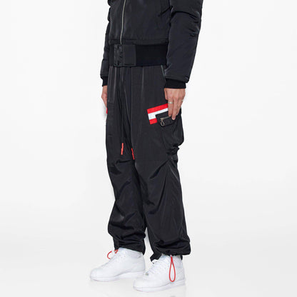 Homme  Reflective Tape Utility Cargo Pants in Black