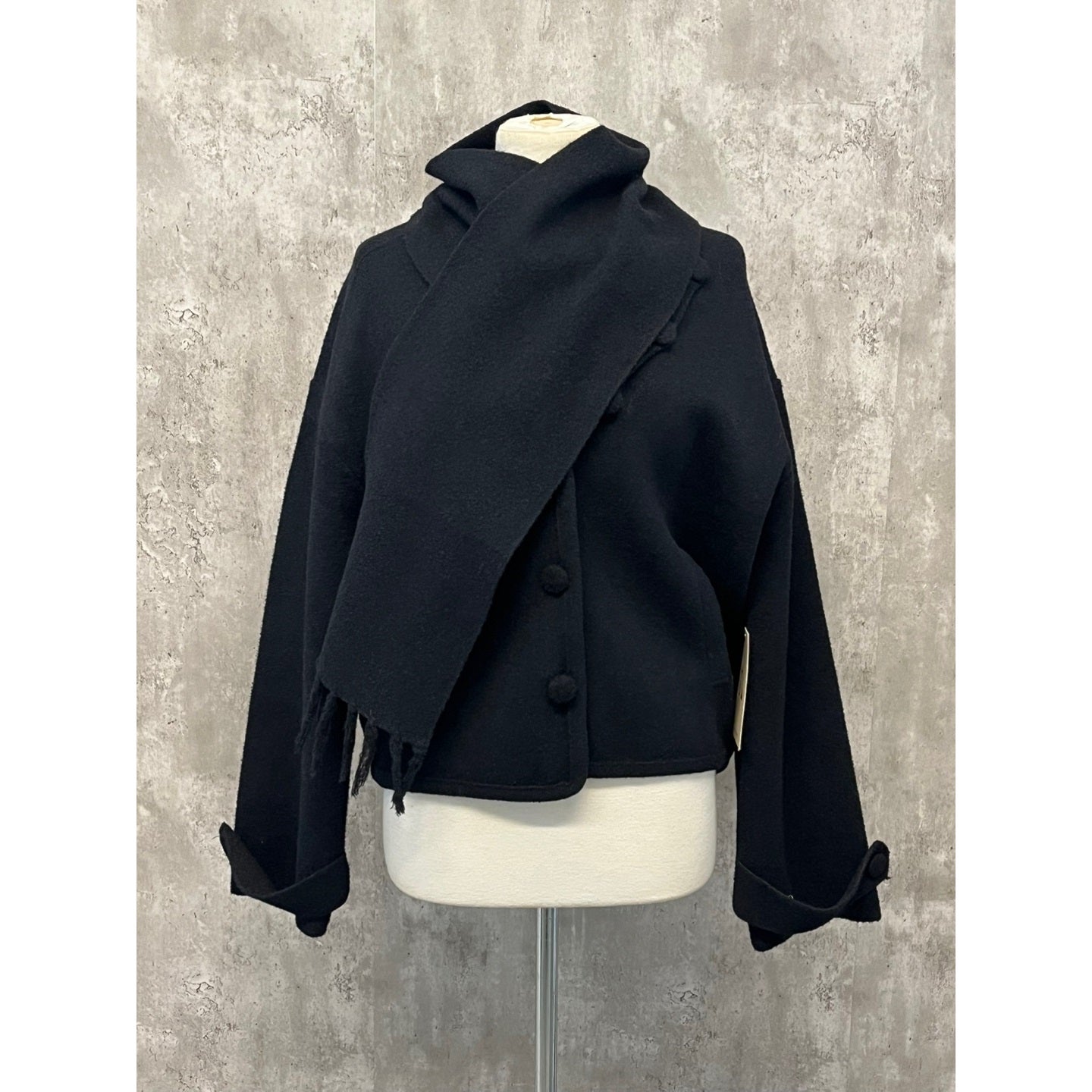 Scarf V-Neck Double-Sided Coat In Cream