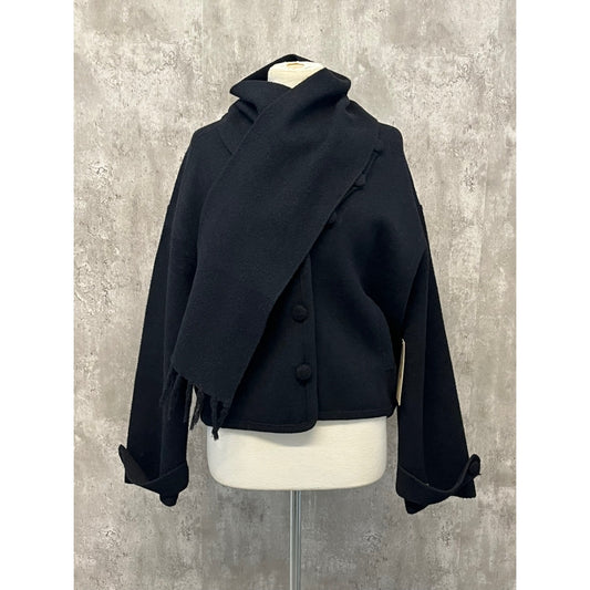 Scarf V-Neck Double-Sided Coat In Cream