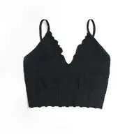 Lace Textured Bralette Top in French Roast - Black - White - Jaunts Boutique 