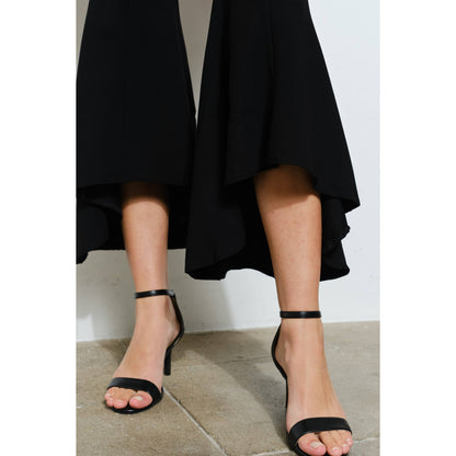 Draped Ruffle High-Low Flare Pants in Grey - Jaunts Boutique 