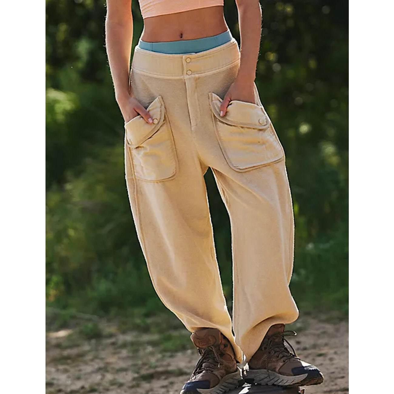 Kama Flap Pocket Wide Leg Pants in White, Oat and Navy