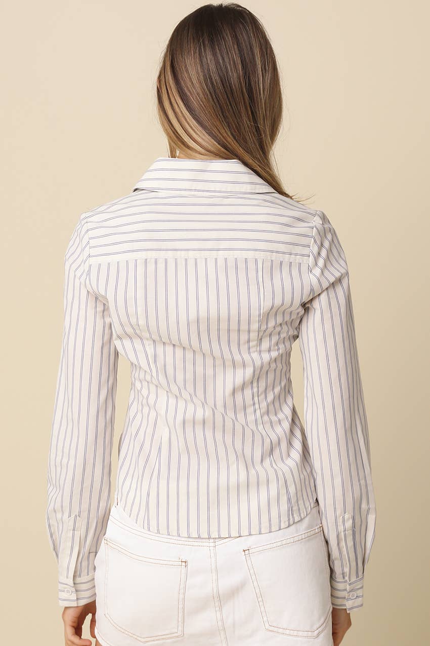 Kate Striped Fitted Shirt -  Blue Stripe
