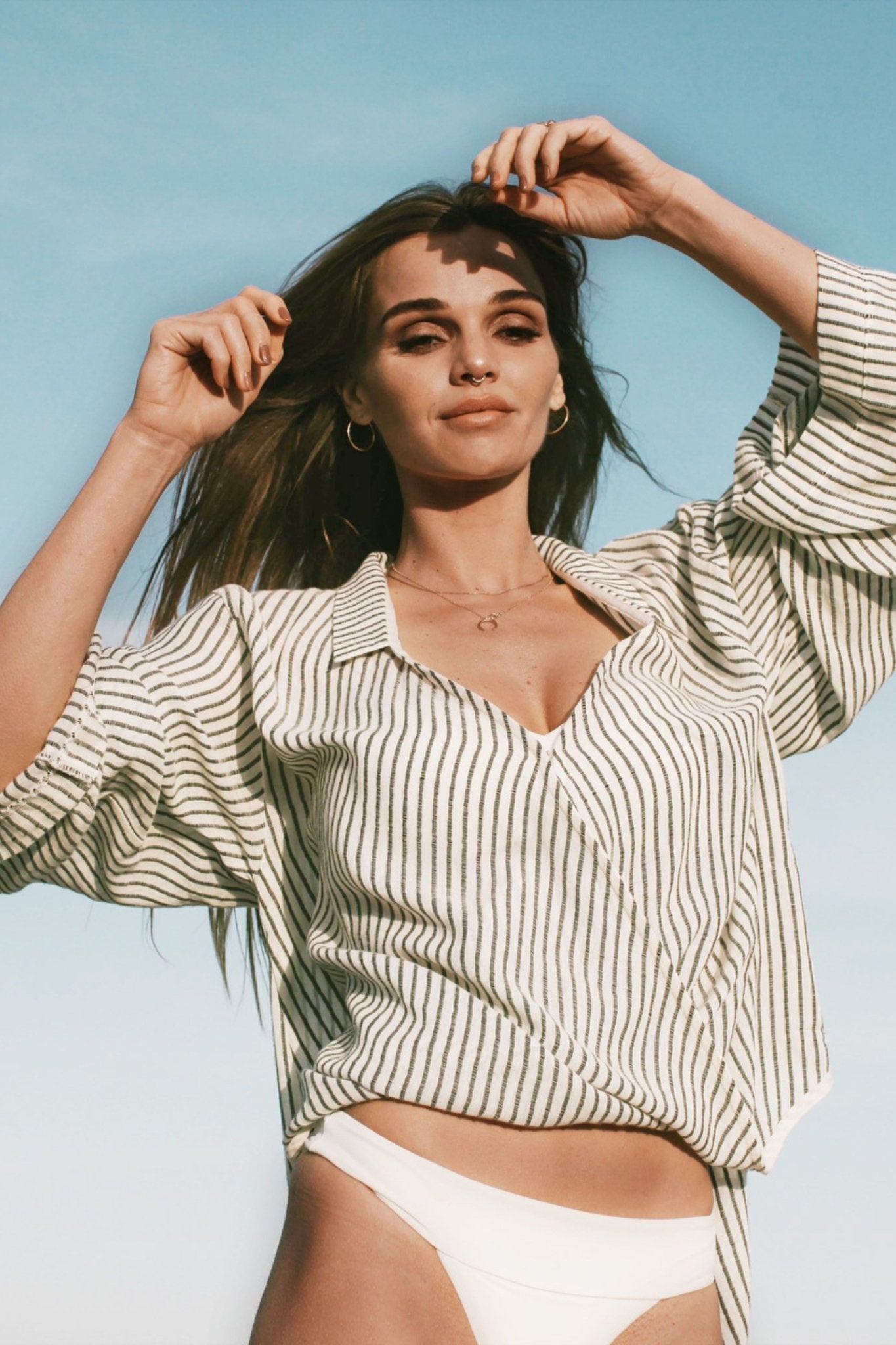 Sade Surplice Blouse - Black Stripes. Website exclusive · Ships direct!